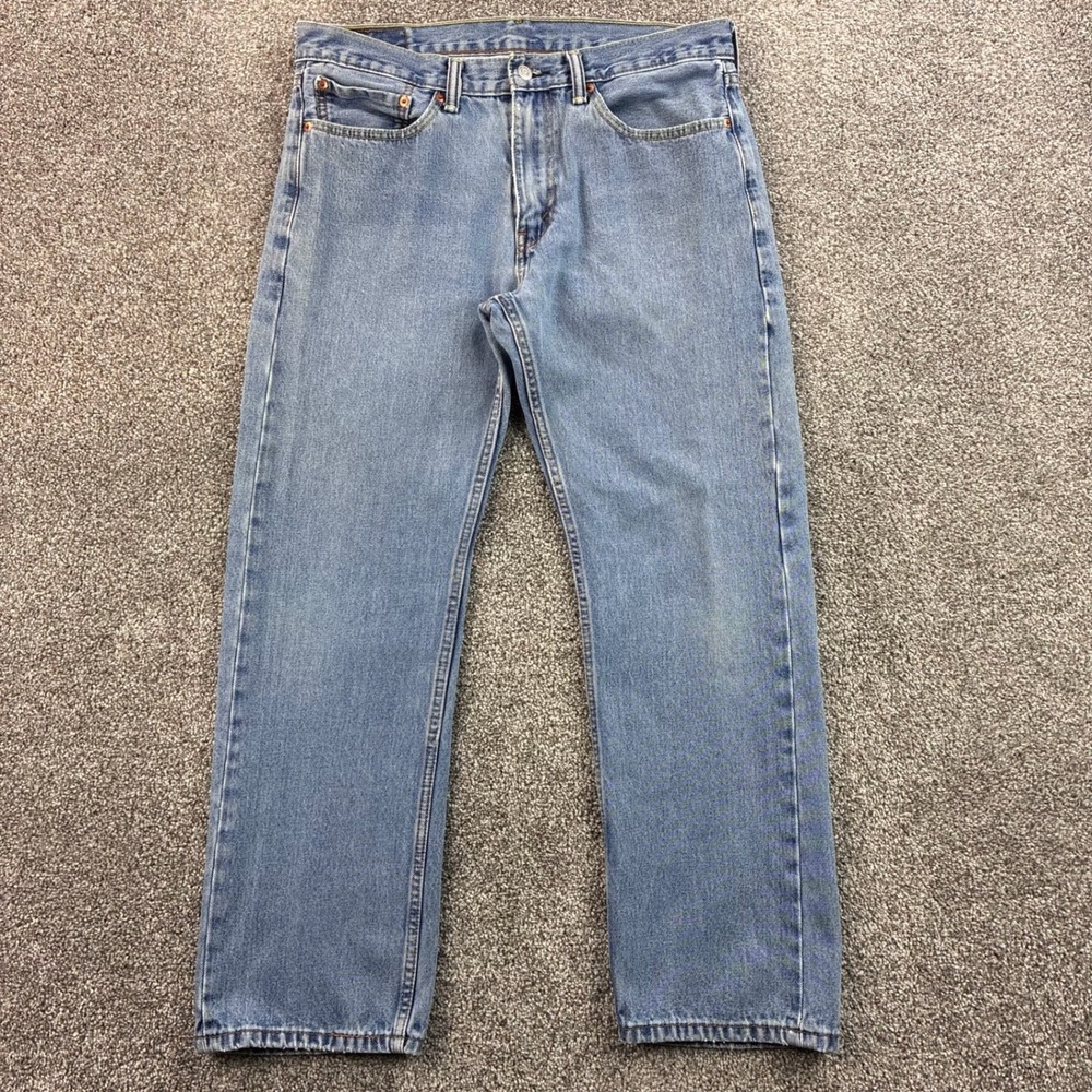 Levi's 505 Jeans Mens 34x30 Blue Denim Straight Leg Regular Fit 505-0217